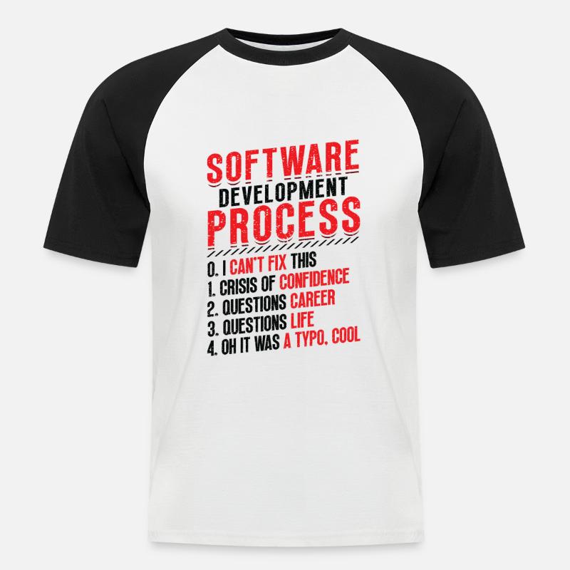 Software development process, programming - Men's Baseball T-Shirt - white/black