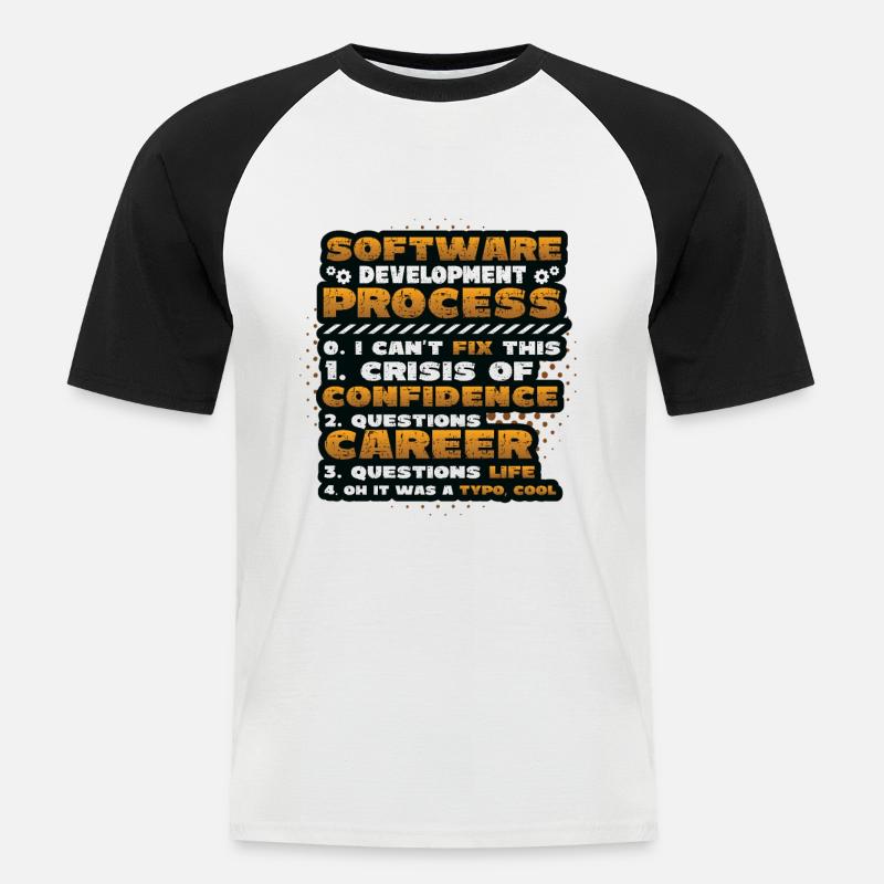 Software-Entwicklungsprozess, Programmierung - Männer Baseball-T-Shirt - Weiß/Schwarz