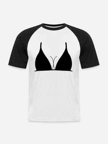 Brüste, Oberteil, Oberweite, Dekolleté, Brust, - Männer Baseball-T-Shirt - Weiß/Schwarz