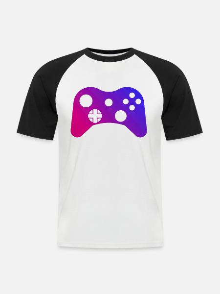 gaming controller gamer game - Männer Baseball-T-Shirt - Weiß/Schwarz