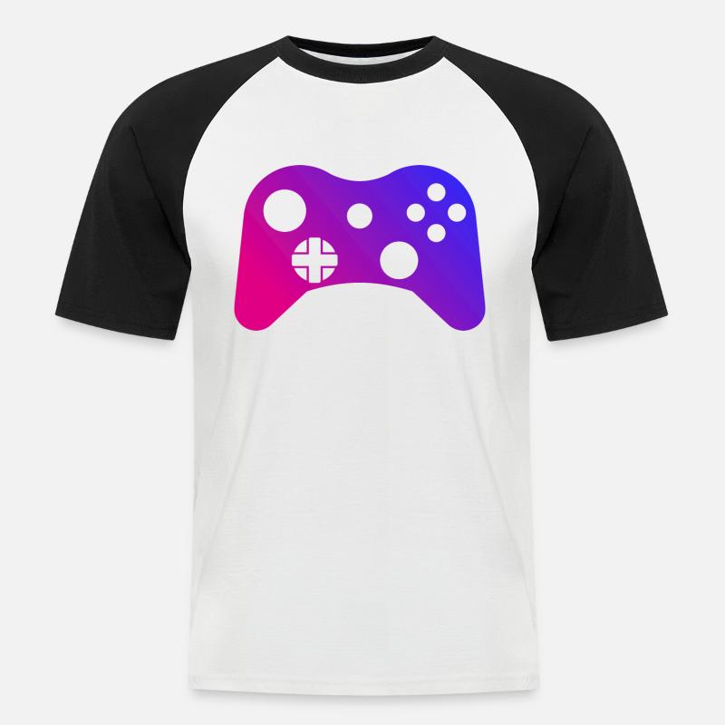 gaming controller gamer game - Männer Baseball-T-Shirt - Weiß/Schwarz