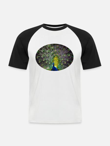 peacock - Men's Baseball T-Shirt - white/black