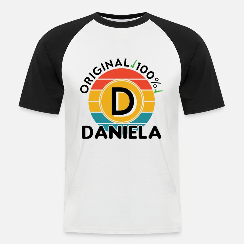 Daniela - Männer Baseball-T-Shirt - Weiß/Schwarz