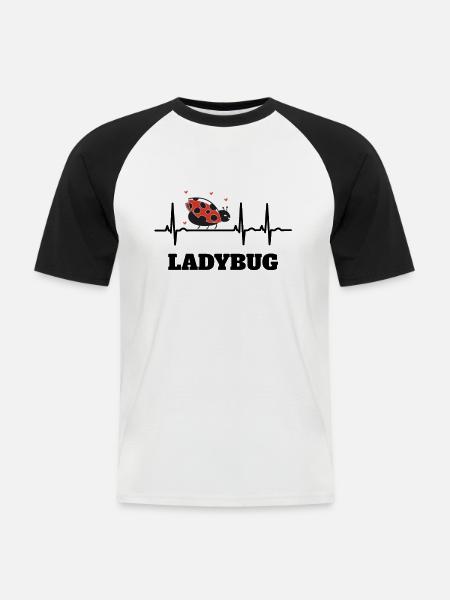 Ladybug Ladybug ECG Gift Idea - Men's Baseball T-Shirt - white/black