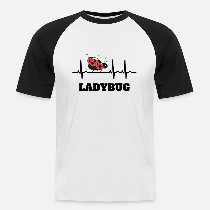 Ladybug Ladybug ECG Gift Idea - Men's Baseball T-Shirt - white/black