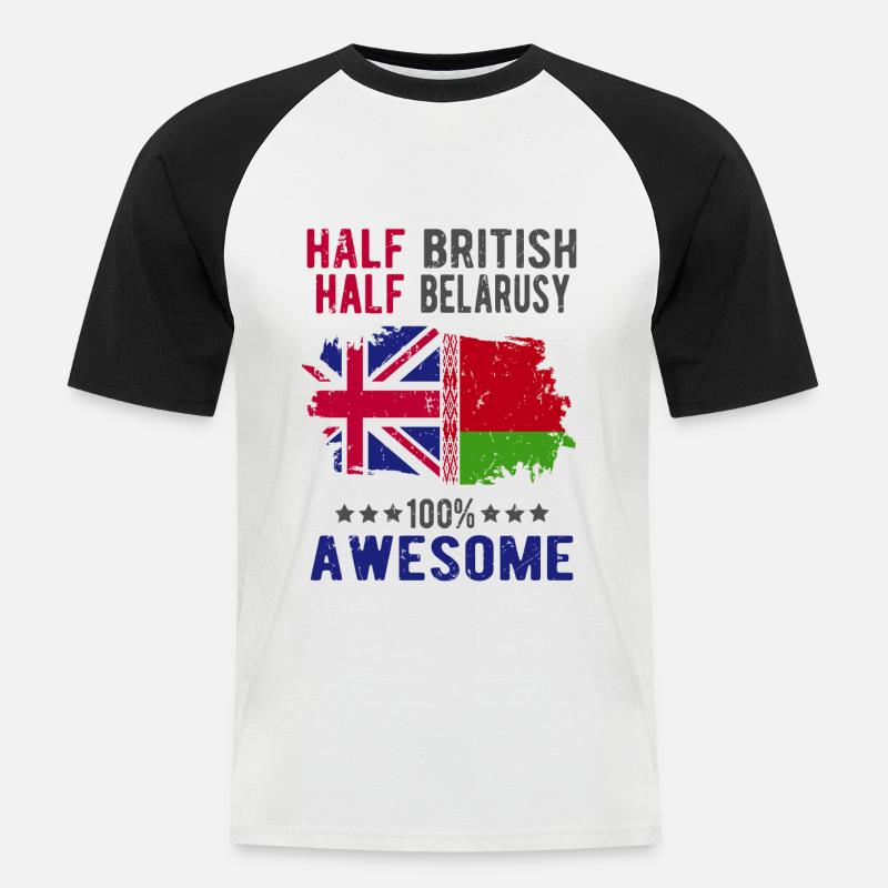 Halb Brite Halb Belarusse - Männer Baseball-T-Shirt - Weiß/Schwarz