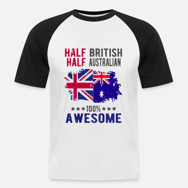 Halb Brite Halb Australier - Männer Baseball-T-Shirt - Weiß/Schwarz