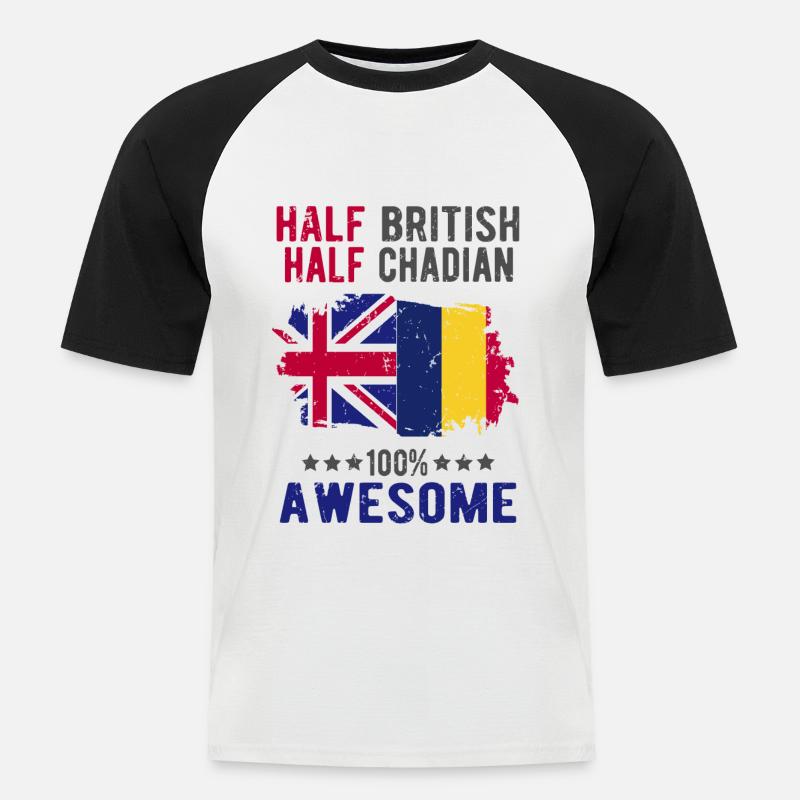 Halb Brite Halb Tschader - Männer Baseball-T-Shirt - Weiß/Schwarz