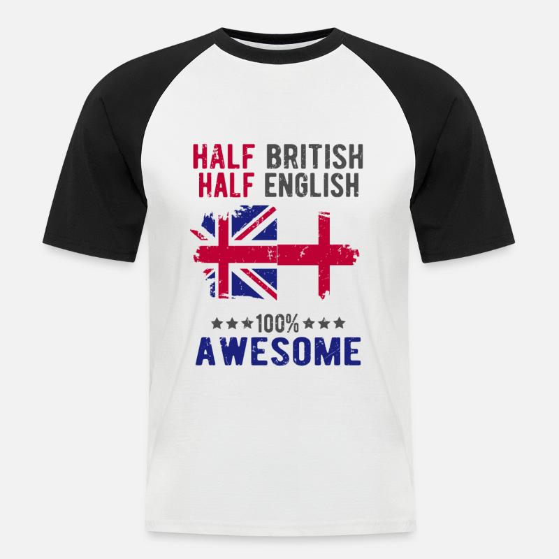 Halb Brite Halb Engländer - Männer Baseball-T-Shirt - Weiß/Schwarz