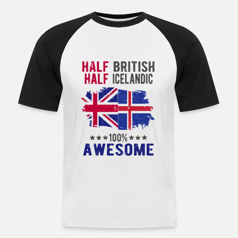Halb Brite Halb Isländer - Männer Baseball-T-Shirt - Weiß/Schwarz