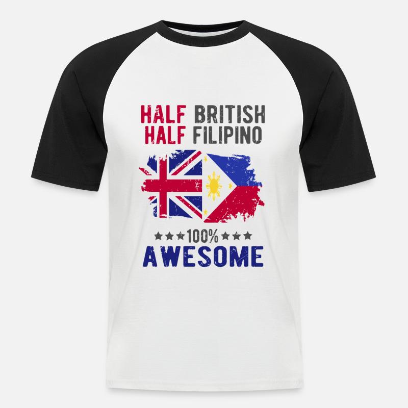 Halb Brite Halb Philippiner - Männer Baseball-T-Shirt - Weiß/Schwarz