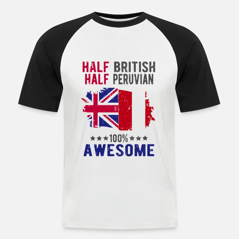 Halb Brite Halb Peruaner - Männer Baseball-T-Shirt - Weiß/Schwarz