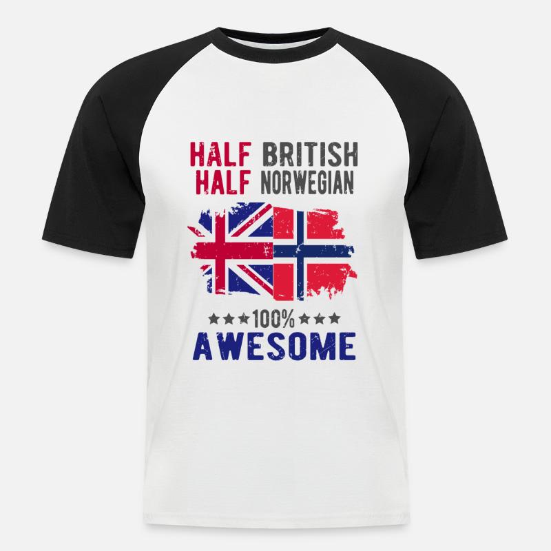 Halb Brite Halb Norweger - Männer Baseball-T-Shirt - Weiß/Schwarz