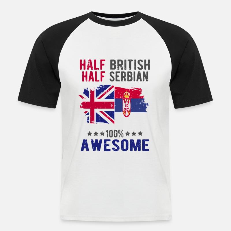 Halb Brite Halb Serbier - Männer Baseball-T-Shirt - Weiß/Schwarz