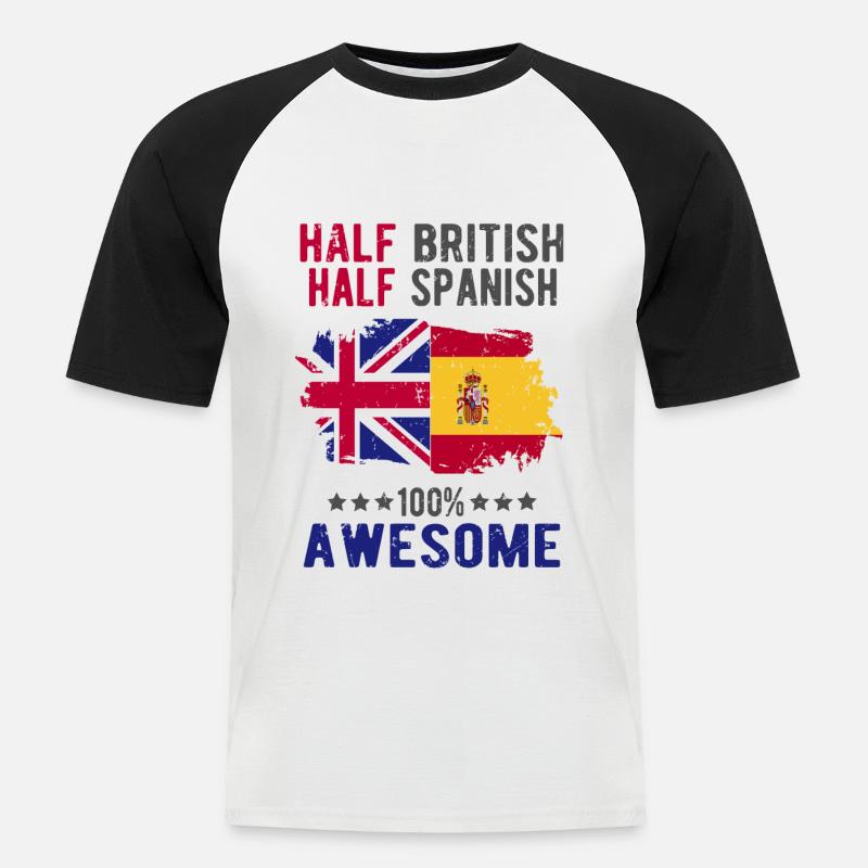 Halb Brite Halb Spanier - Männer Baseball-T-Shirt - Weiß/Schwarz