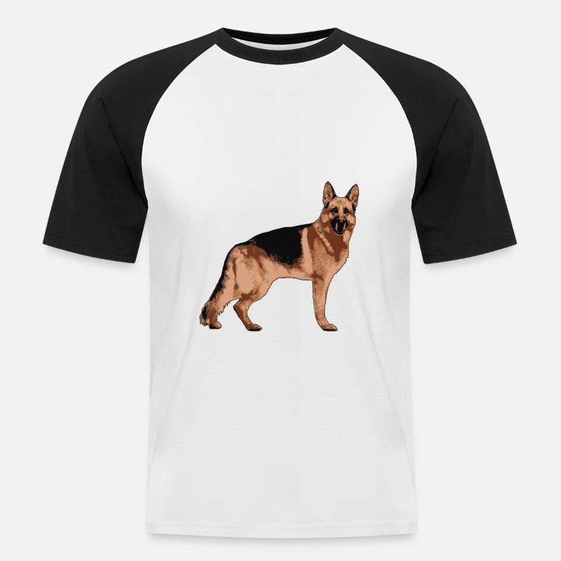 Deutscher Schäferhund - Männer Baseball-T-Shirt - Weiß/Schwarz