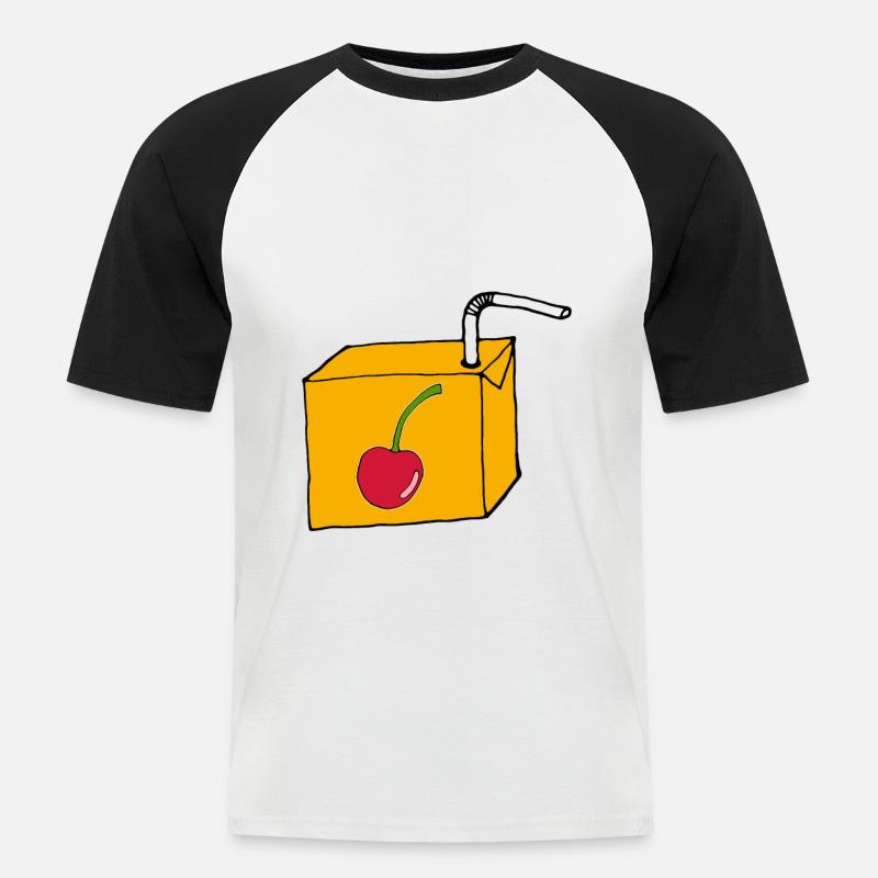 Trinkpäckchen Kirsche - Männer Baseball-T-Shirt - Weiß/Schwarz