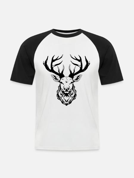 Deer Head - Men's Baseball T-Shirt - white/black