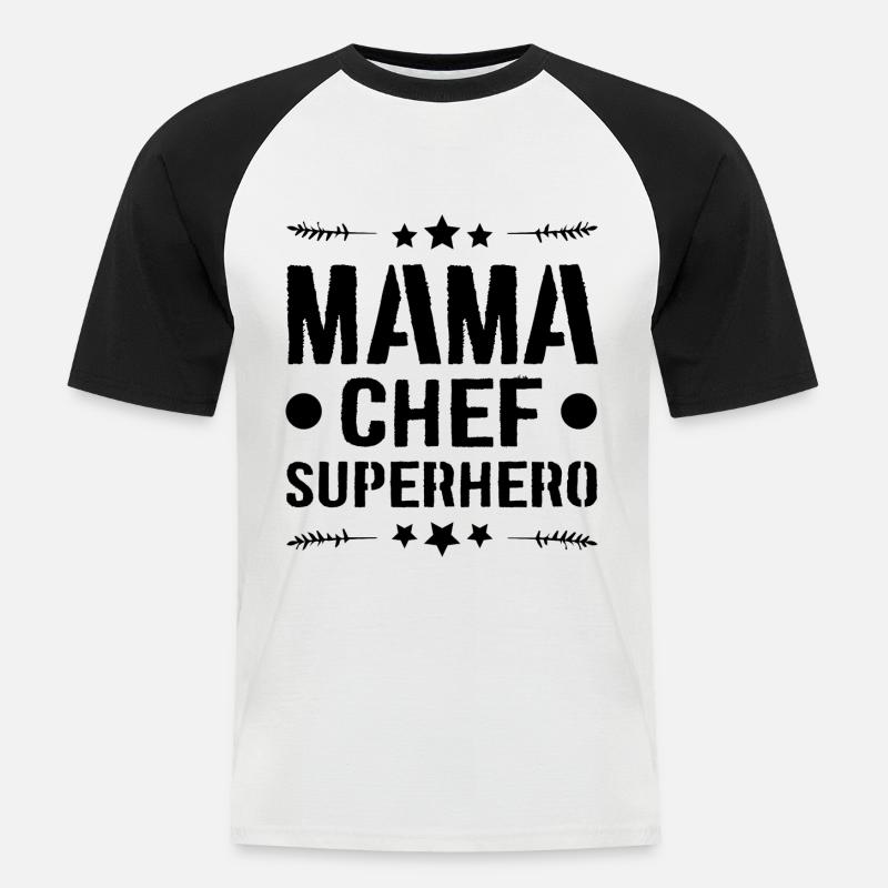Mama Chef Superheld Mutter - Männer Baseball-T-Shirt - Weiß/Schwarz