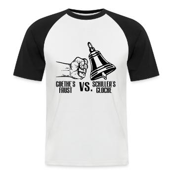 Farbe änderbar | Goethe vs. Schiller - Männer Baseball-T-Shirt - Weiß/Schwarz - Vorne - Nik (191cm)