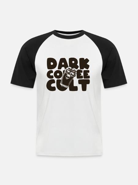 Dark coffee cult - Männer Baseball-T-Shirt - Weiß/Schwarz