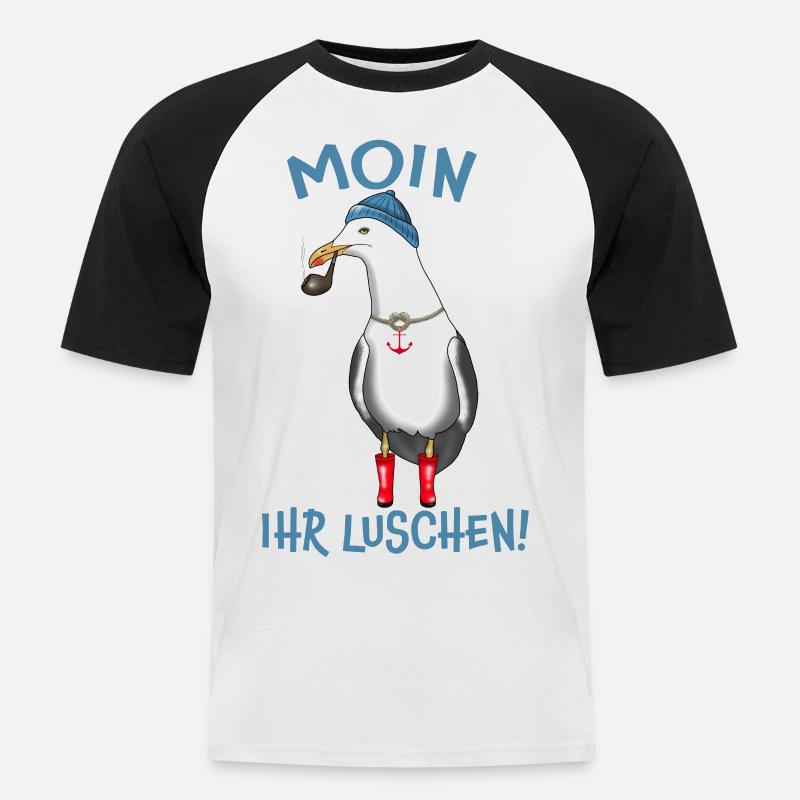 Seagull MOIN DIN LUSH! - Kortärmad basebolltröja herr - vit/svart