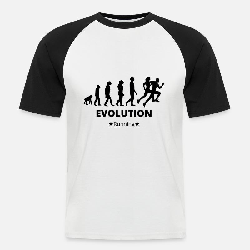 Evolution läuft - Männer Baseball-T-Shirt - Weiß/Schwarz