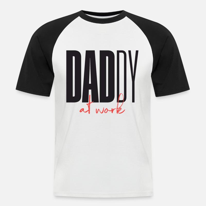 Daddy Dad at work - Männer Baseball-T-Shirt - Weiß/Schwarz