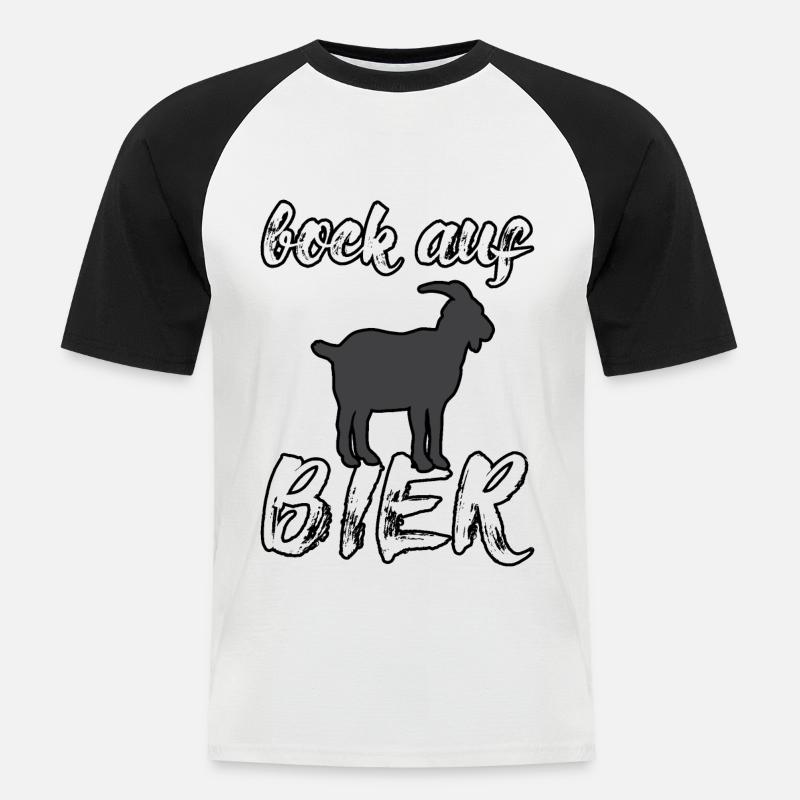 Bock auf Bier - Männer Baseball-T-Shirt - Weiß/Schwarz
