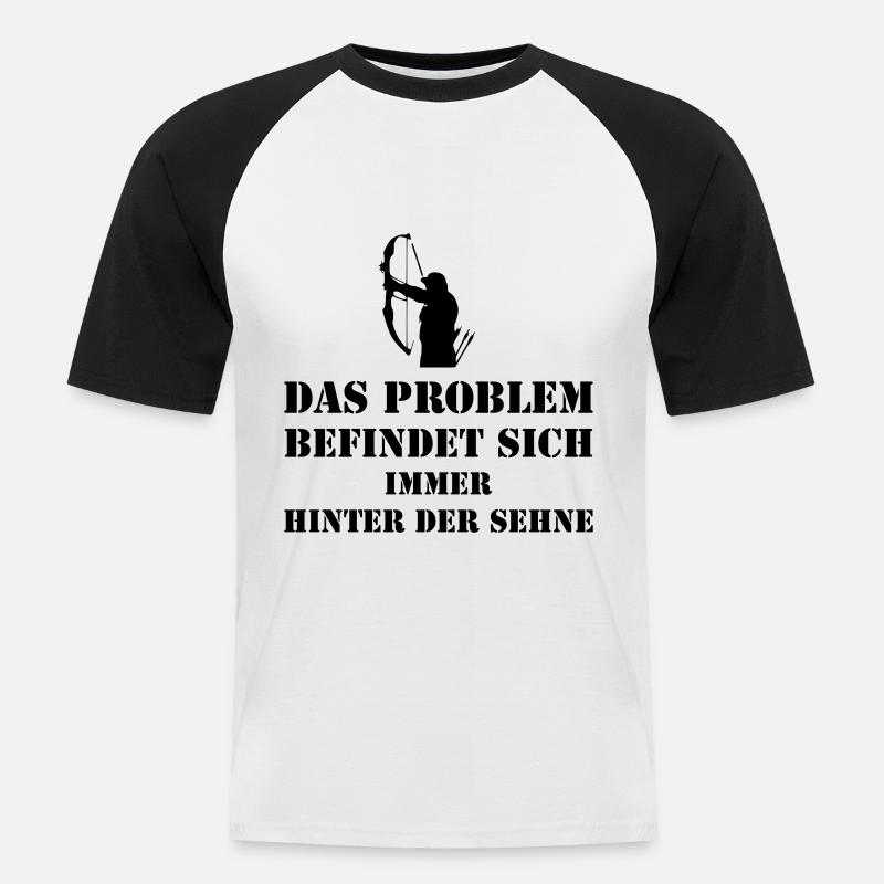 Bogenschießen / Sehne / Geschenk Idee - Männer Baseball-T-Shirt - Weiß/Schwarz