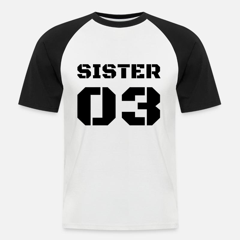 Dritte Schwester - Sister 03 - Männer Baseball-T-Shirt - Weiß/Schwarz