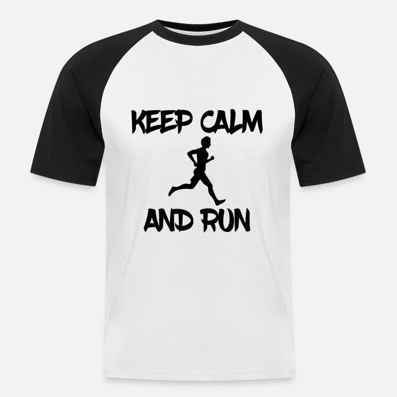 keep calm and run - Männer Baseball-T-Shirt - Weiß/Schwarz