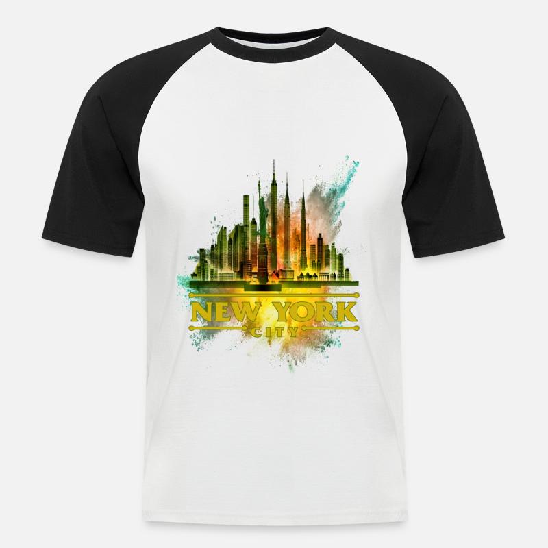 New York - Männer Baseball-T-Shirt - Weiß/Schwarz