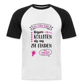 Kollege Abschied Verabschiedung Jobwechsel Arbeit - Männer Baseball-T-Shirt - Weiß/Schwarz - Vorne - Nik (191cm)