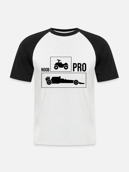 Rennauto Noob Pro - Männer Baseball-T-Shirt - Weiß/Schwarz