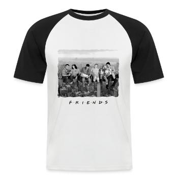 Friends Lunch Break New York - Men's Baseball T-Shirt - white/black - Front - Nik (191cm)
