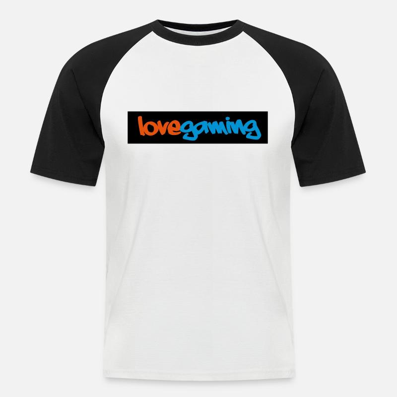 Gaming - Männer Baseball-T-Shirt - Weiß/Schwarz