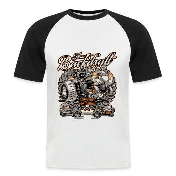 Backdraft d'équipe, 20 ans de tirage. - T-shirt baseball manches courtes Homme - blanc/noir - Devant - Nik (191cm)