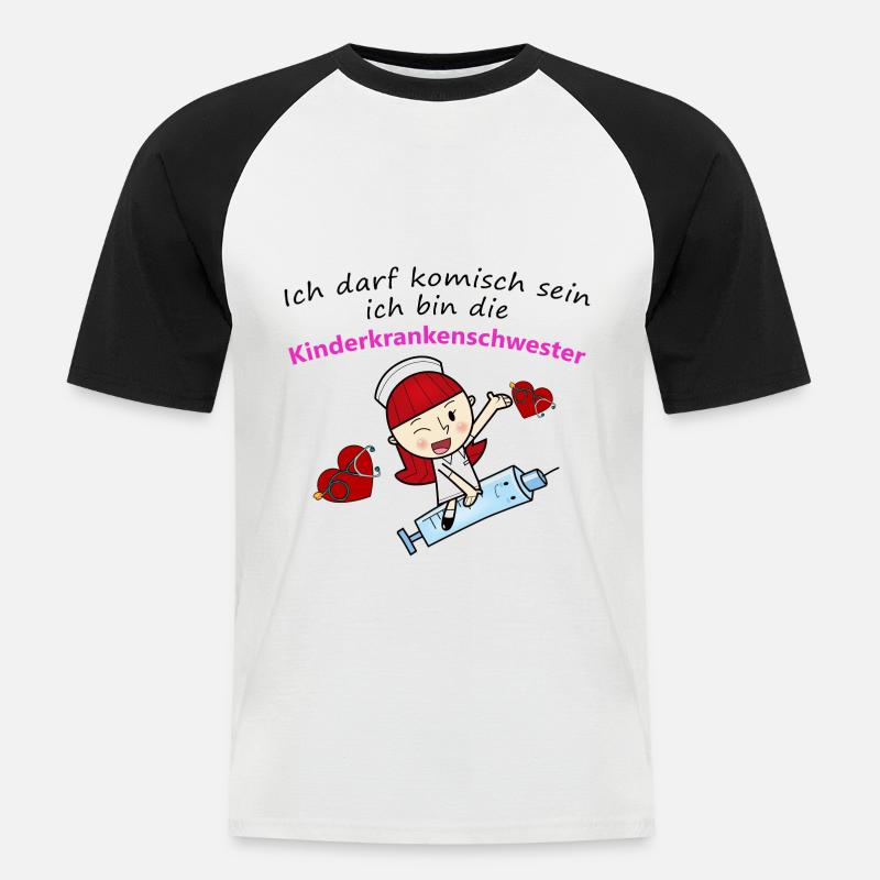 Kinderkrankenschwester - Männer Baseball-T-Shirt - Weiß/Schwarz