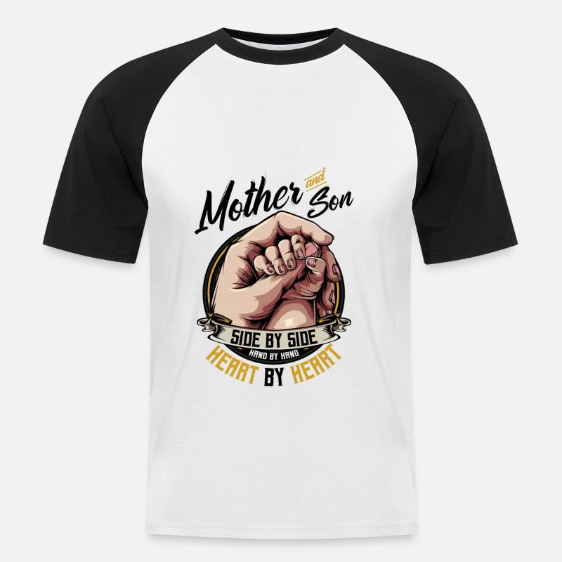 Mutter und Sohn - Männer Baseball-T-Shirt - Weiß/Schwarz