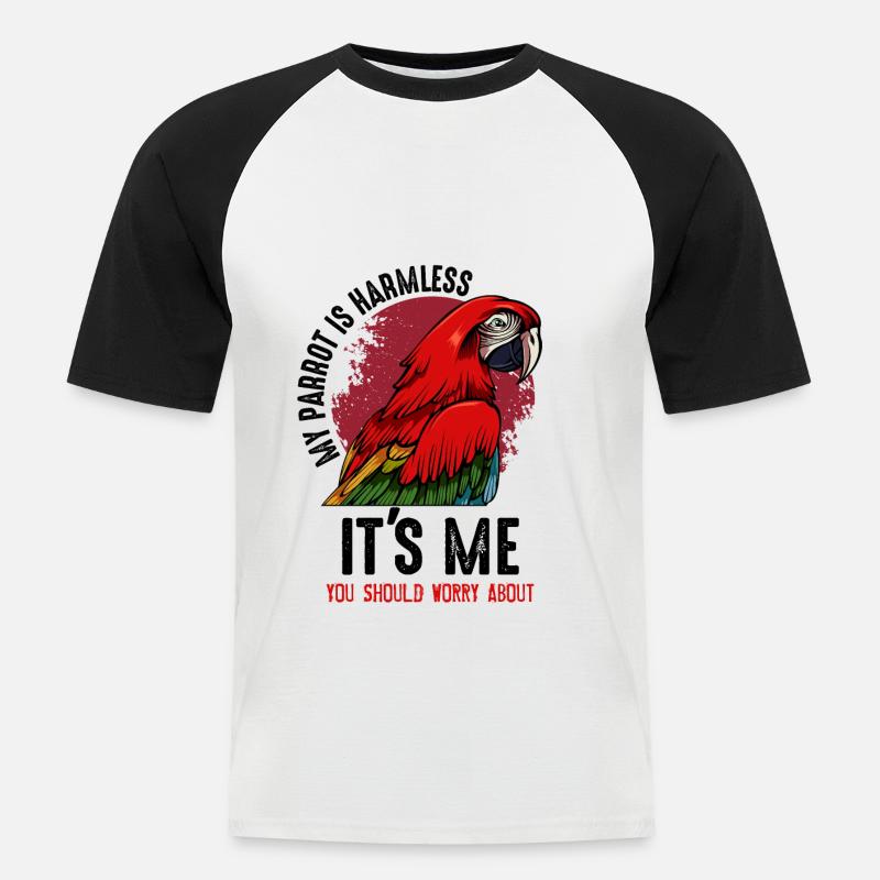 Papagei - Männer Baseball-T-Shirt - Weiß/Schwarz