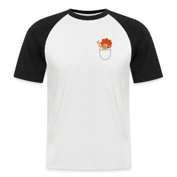 Pumuckl Design Mit Fröhlich Winkendem Pumuckl - Männer Baseball-T-Shirt - Weiß/Schwarz - Vorne - Nik (191cm)