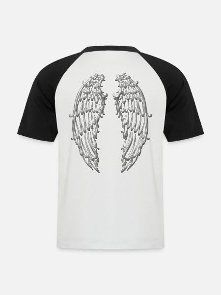 Big wings, angel wings, silver - Men's Baseball T-Shirt - white/black