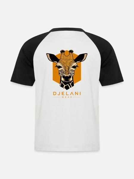 Geometric Giraffe in Ochre - Men's Baseball T-Shirt - white/black
