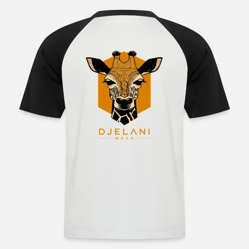 Geometrische Giraffe in Ocker - Männer Baseball-T-Shirt - Weiß/Schwarz