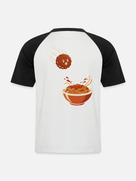 Fearless Meatball vs. Spaghetti - Männer Baseball-T-Shirt - Weiß/Schwarz