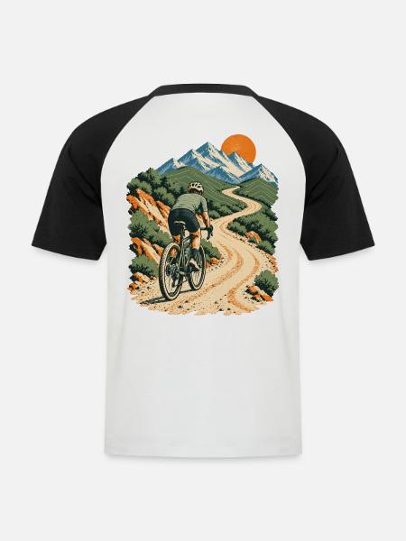Gravel Abenteuer - Männer Baseball-T-Shirt - Weiß/Schwarz