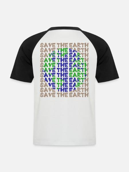 Save the Earth - Männer Baseball-T-Shirt - Weiß/Schwarz