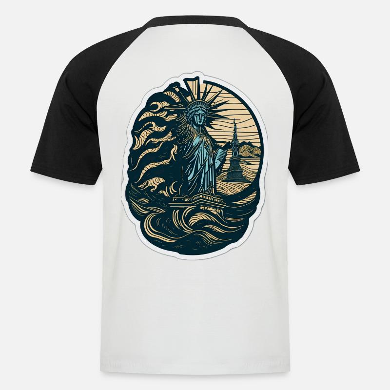 Transcendent Wave: Liberty Dance - Männer Baseball-T-Shirt - Weiß/Schwarz