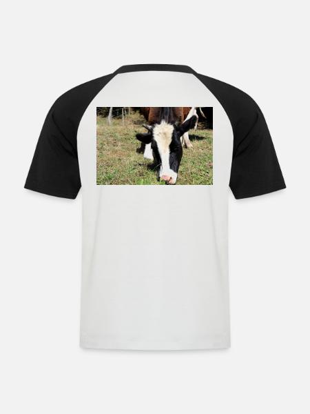 Affiche de vache - T-shirt baseball manches courtes Homme - blanc/noir